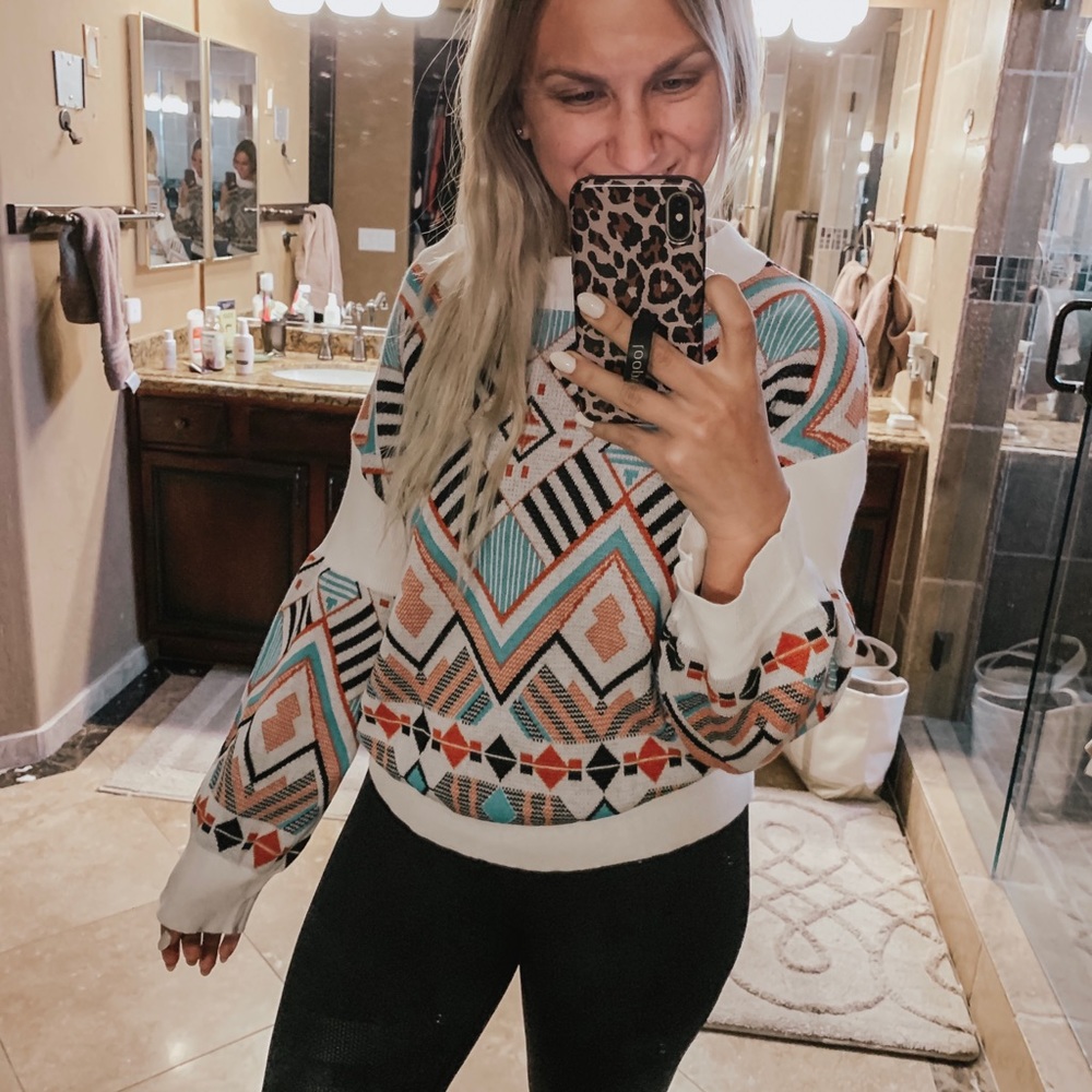 Fun tribal print sweater amazon